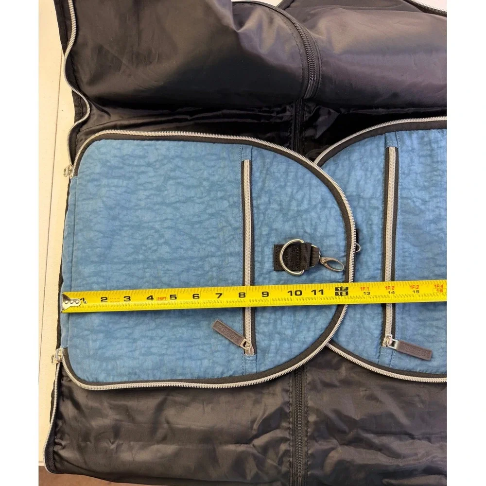 Biaggi Hang-2-Duffle Garment Bag Blue Crinkle Nylon Convertible Travel Suit